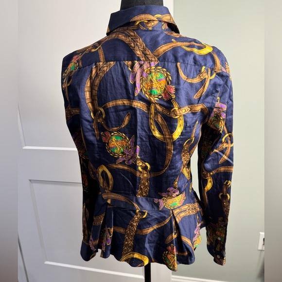 Lauren Ralph Lauren Vintage Full Printed Monogram 100% Cotton equestrian - Picture 3 of 7